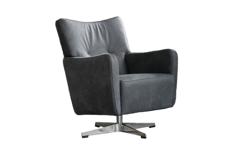 KAWOLA Sessel ALINE Drehsessel Sessel Leder schwarz 68x87x72cm (B/H/T)