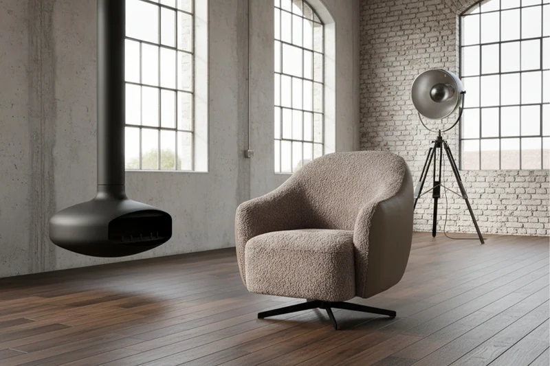 KAWOLA Sessel BRITTO Drehsessel Stoff / Kunstleder taupe