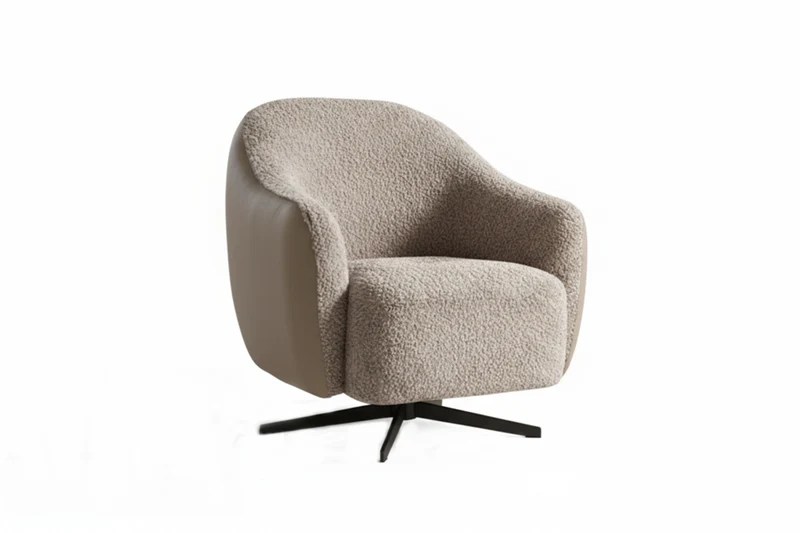 KAWOLA Sessel BRITTO Drehsessel Stoff / Kunstleder taupe