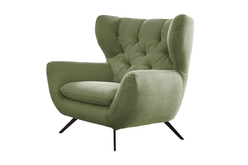 KAWOLA Sessel CHARME Hochlehnsessel Cord olivgrün