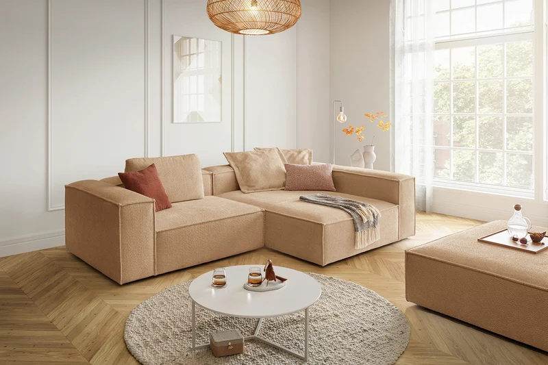 KAWOLA Sofa CARMO Ecksofa Stoff creme