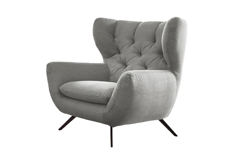 KAWOLA Sessel CHARME Hochlehnsessel Cord hellgrau