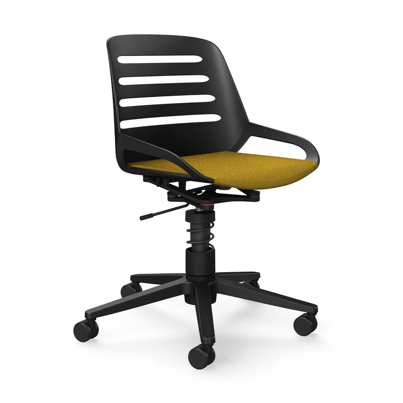 Aeris Numo Task mit Rollen | Feder | Recyceltes Polyester Cura | mit Sitzpolster | Gestell Schwarz