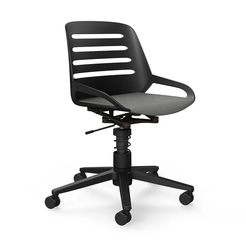 Aeris Numo Task mit Rollen | Feder | Recyceltes Polyester Cura | mit Sitzpolster | Gestell Schwarz