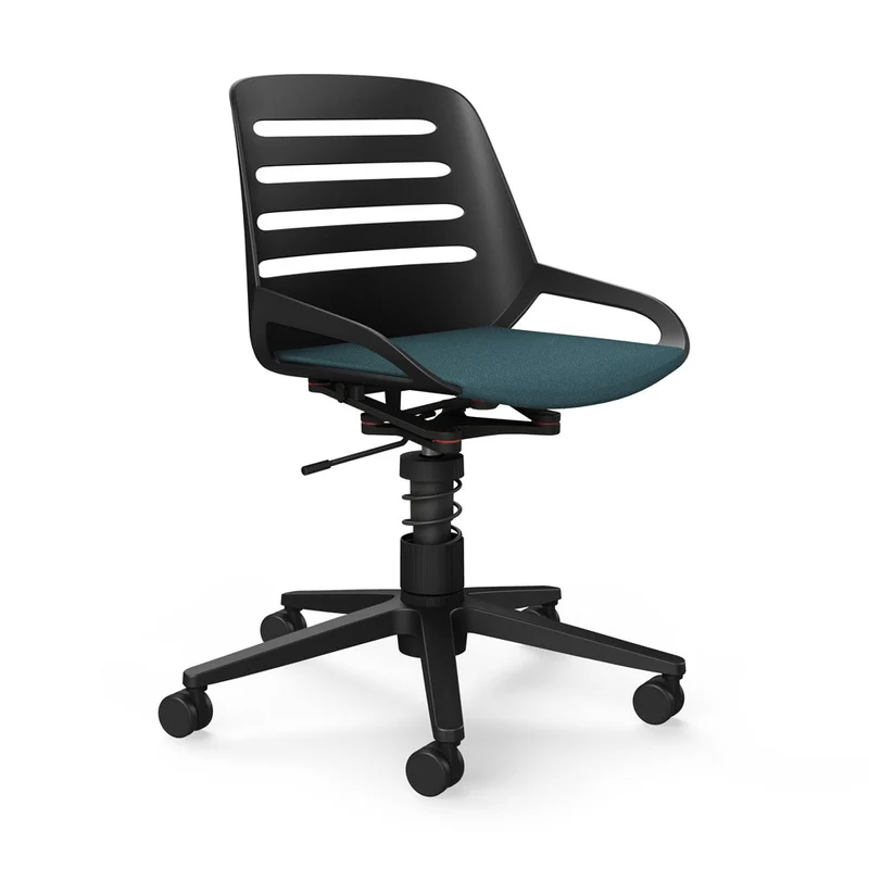 Aeris Numo Task mit Rollen | Feder | Recyceltes Polyester Cura | mit Sitzpolster | Gestell Schwarz