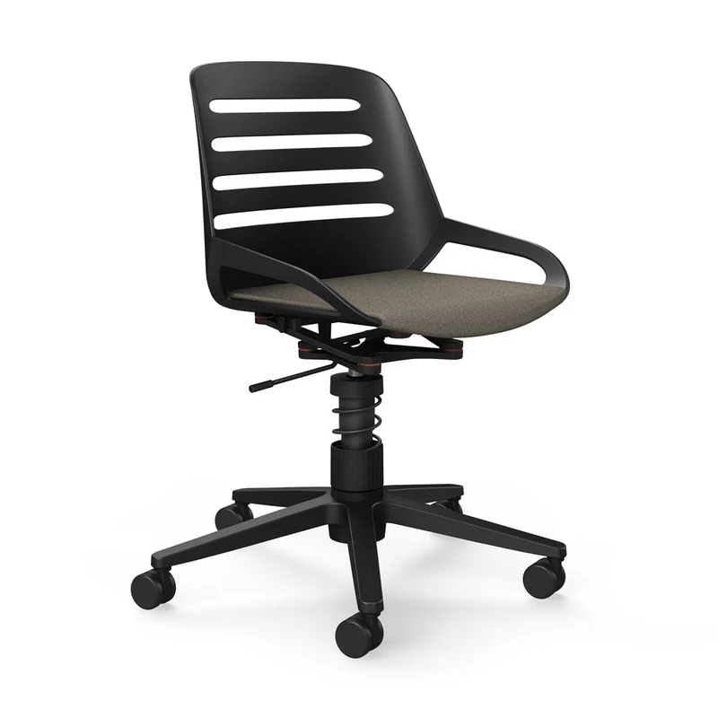 Aeris Numo Task mit Rollen | Feder | Recyceltes Polyester Cura | mit Sitzpolster | Gestell Schwarz