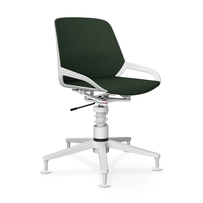 Aeris Numo Task mit Gleiter | Feder | Voll gepolstert - Recyceltes Polyester Cura | Gestellfarbe: Weiß