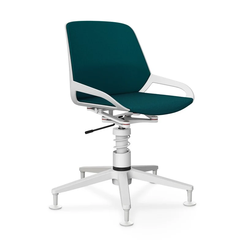 Aeris Numo Task mit Gleiter | Feder | Voll gepolstert - Recyceltes Polyester Cura | Gestellfarbe: Weiß
