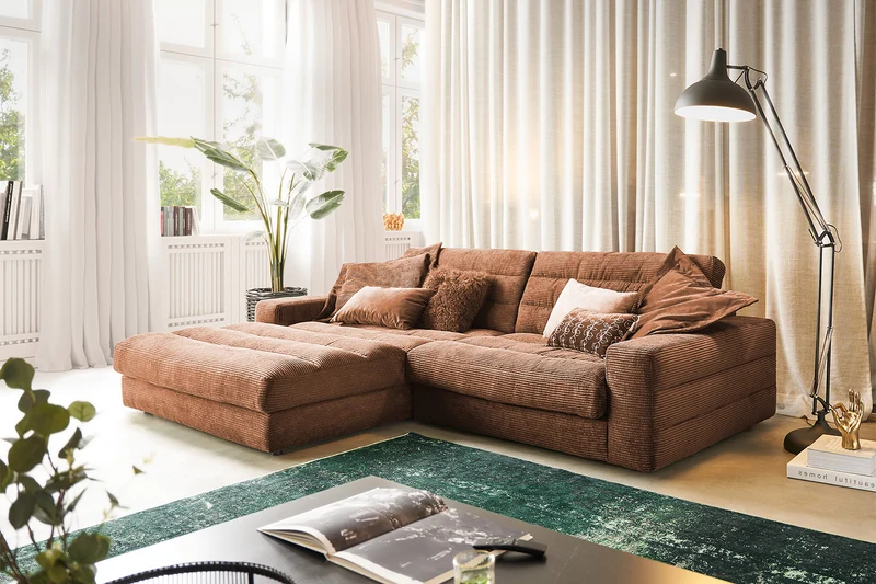 KAWOLA Sofa LANA Ecksofa Cord rost