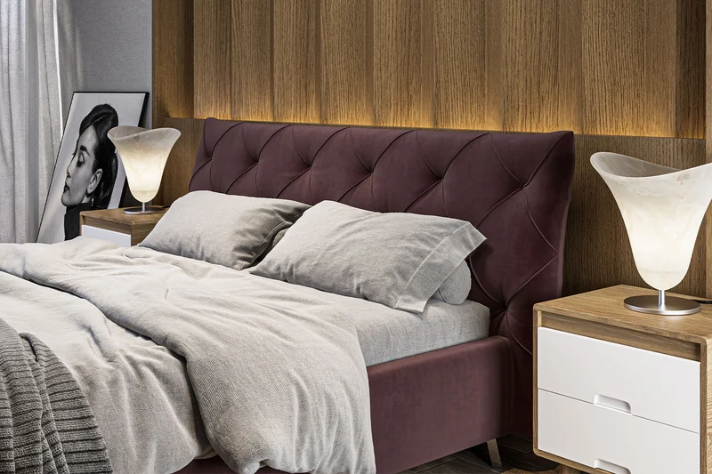 KAWOLA Bett ANNY Polsterbett Velvet purple