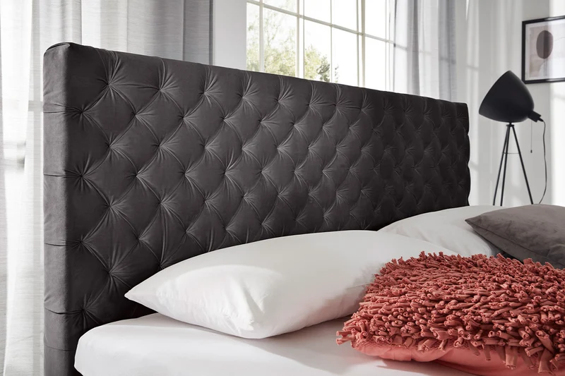 KAWOLA Bett SINDAR Boxspringbett Stoff anthrazit