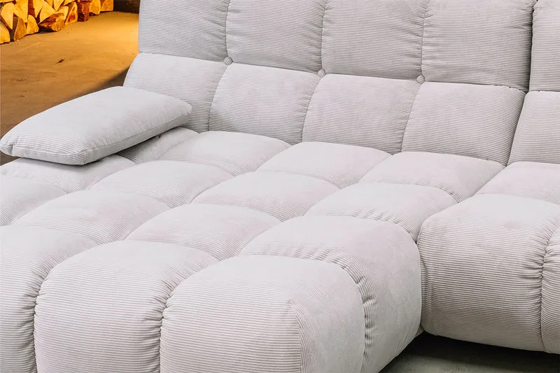 KAWOLA Sofa VIVIEN Ecksofa Feincord silber