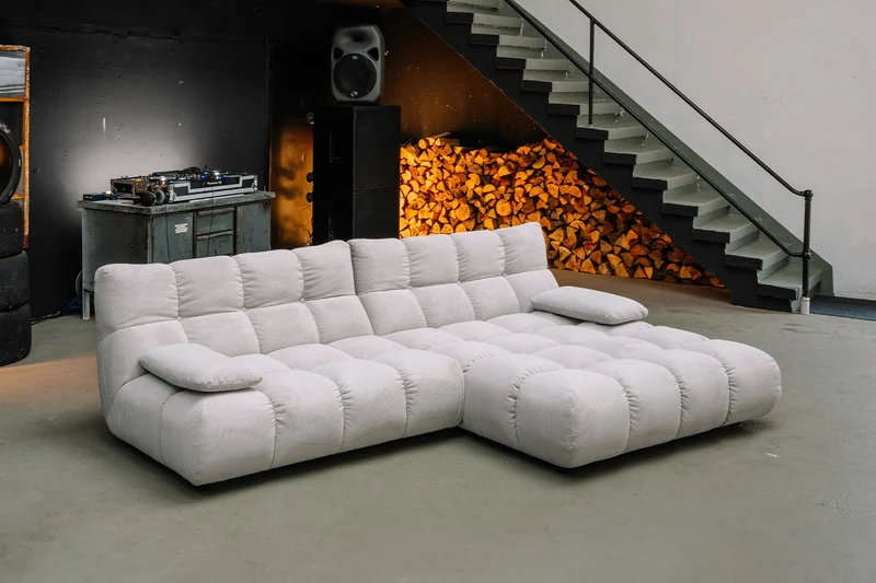 KAWOLA Sofa VIVIEN Ecksofa Feincord silber