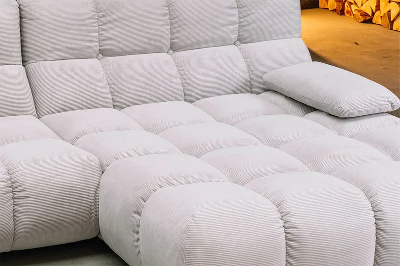 KAWOLA Sofa VIVIEN Ecksofa Feincord silber