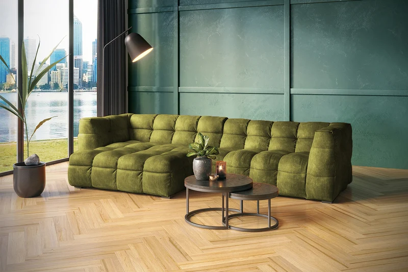 KAWOLA Sofa ROSARIO Ecksofa Velvet moosgrün