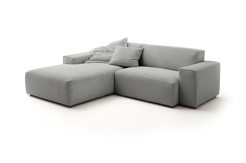 KAWOLA Sofa RANI Ecksofa Feincord grau