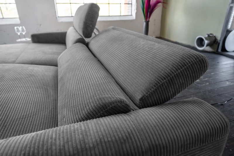 KAWOLA Sofa LAISKA Ecksofa Cord grau