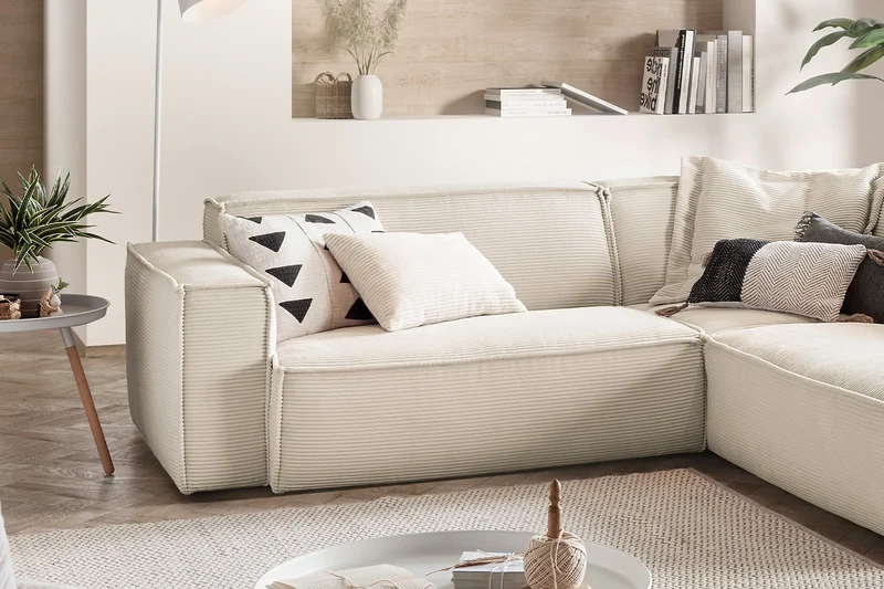 KAWOLA Sofa SAMU Ecksofa Cord cremeweiß