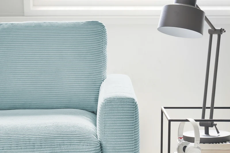 KAWOLA Ecksofa CARA Sofa Cord hellblau