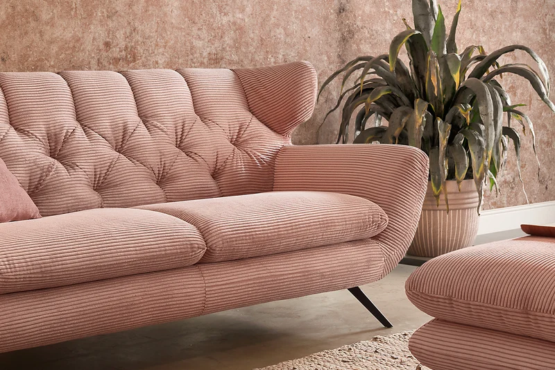 KAWOLA Sofa CHARME Cord rosa