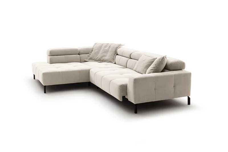 KAWOLA Sofa OHIO Ecksofa Feincord weiß