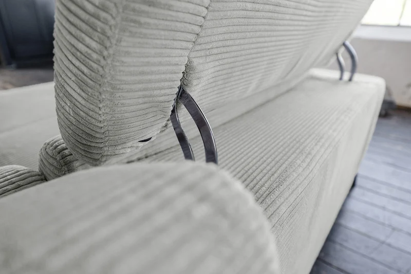 KAWOLA Sofa LAISKA Ecksofa Relaxfunktion teilmotorisch Cord hellgrau