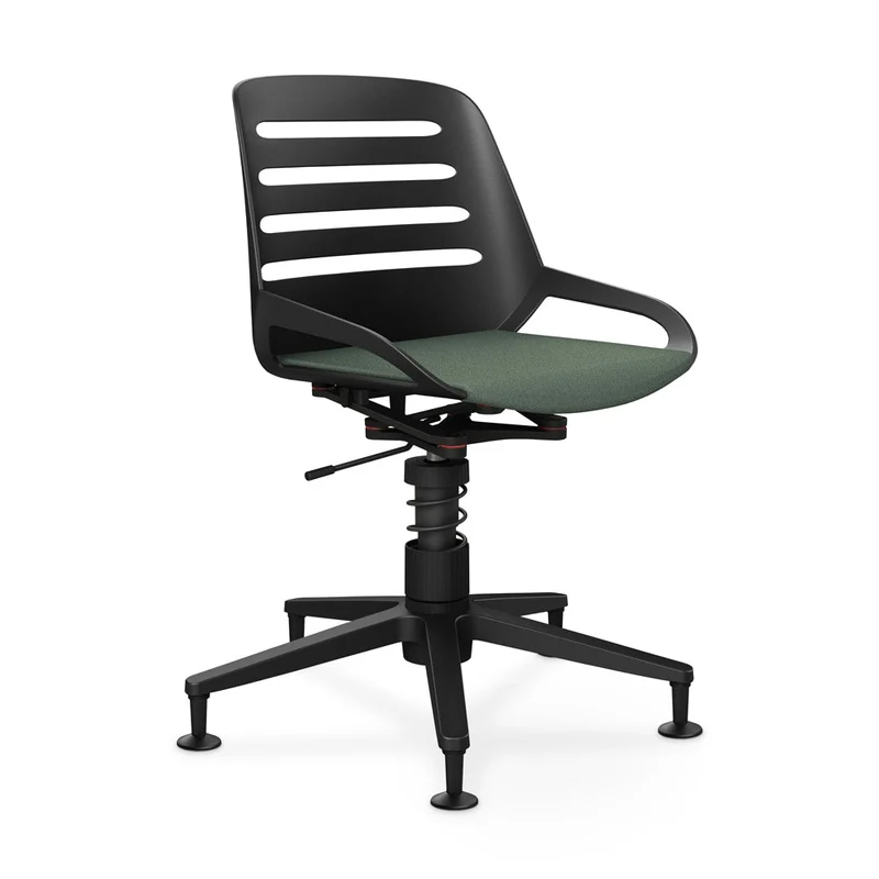 Aeris Numo Task mit Gleiter | Feder | Recyceltes Polyester Cura | mit Sitzpolster | Gestellfarbe: Schwarz