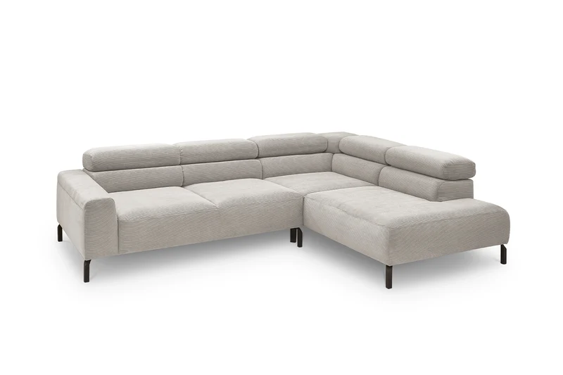 KAWOLA Sofa DELIA Ecksofa Feincord silber