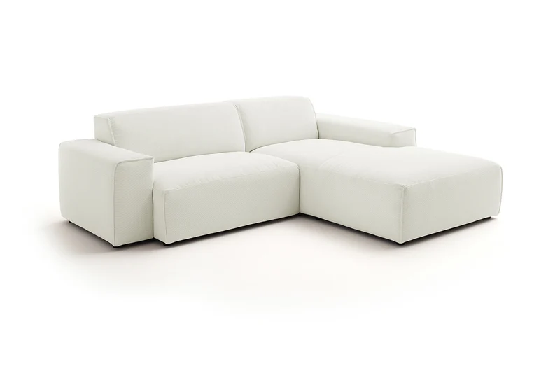 KAWOLA Sofa RANI Ecksofa Feincord weiß