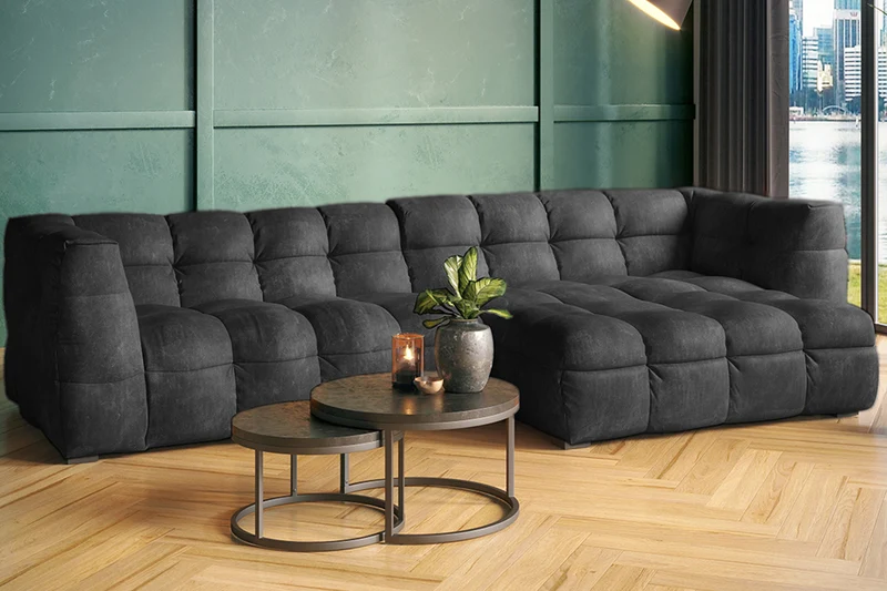 KAWOLA Sofa ROSARIO Ecksofa Velvet anthrazit