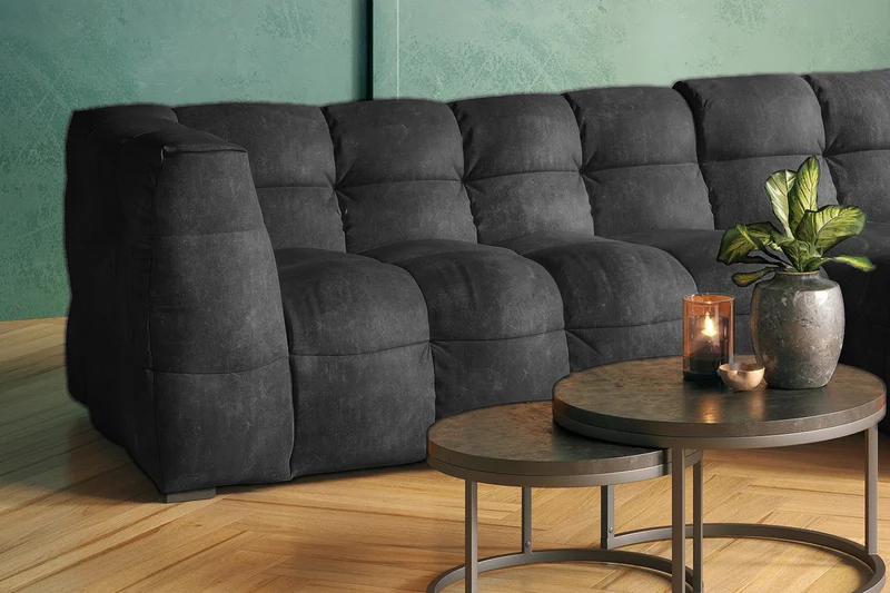 KAWOLA Sofa ROSARIO Ecksofa Velvet anthrazit