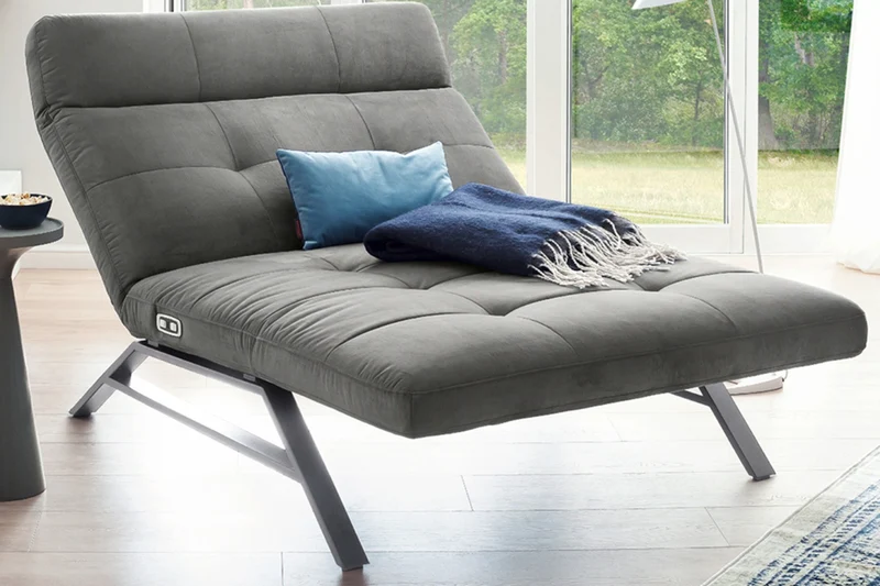 KAWOLA Doppelliege AMERIVA Relaxliege Maxi Velvet silber