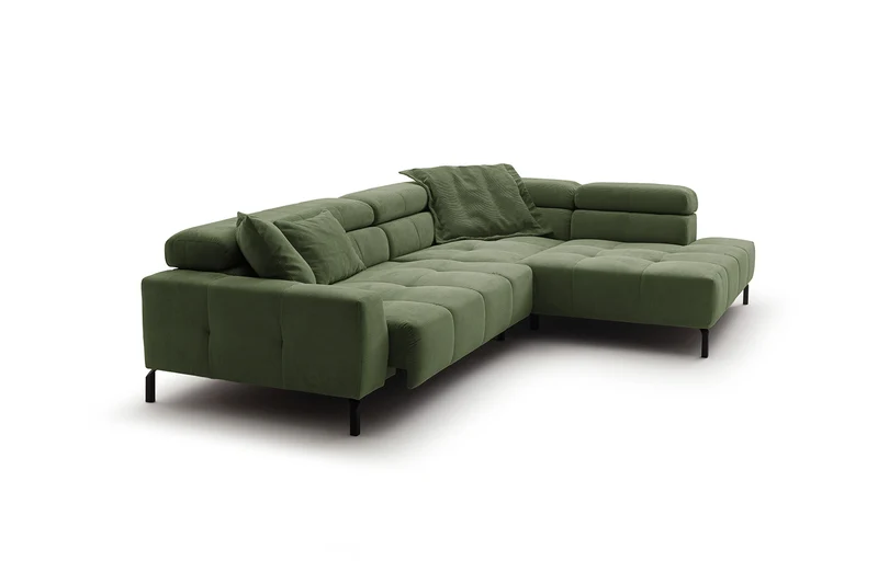 KAWOLA Sofa OHIO Ecksofa Feincord olivgrün
