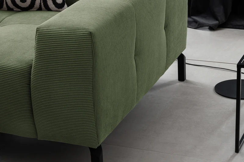 KAWOLA Sofa OHIO Ecksofa Feincord olivgrün