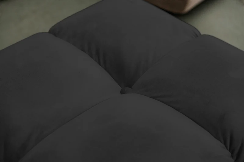 KAWOLA Sitzgruppe VIVIEN Ecksofa Drehsessel Hockerbank Velvet schwarz