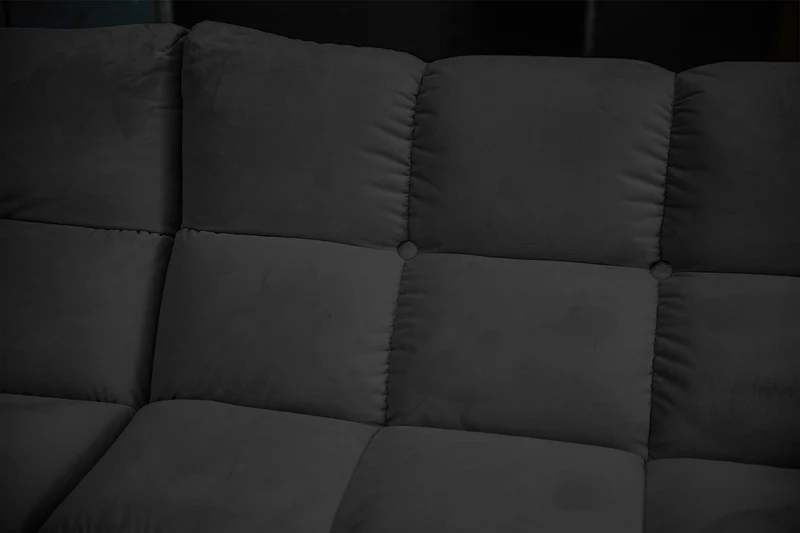 KAWOLA Sitzgruppe VIVIEN Ecksofa Drehsessel Hockerbank Velvet schwarz