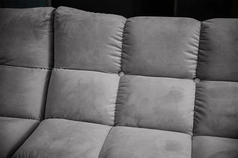 KAWOLA Sitzgruppe VIVIEN Ecksofa Drehsessel Hockerbank Velvet stone