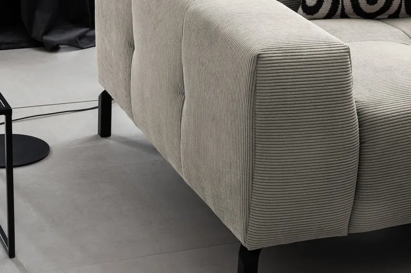 KAWOLA Sofa OHIO Ecksofa Feincord silber