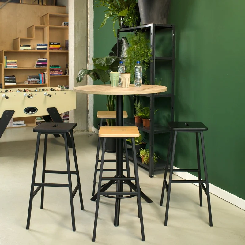 Barhocker | Counterstuhl | Eiche natur | Barstuhl schwarz