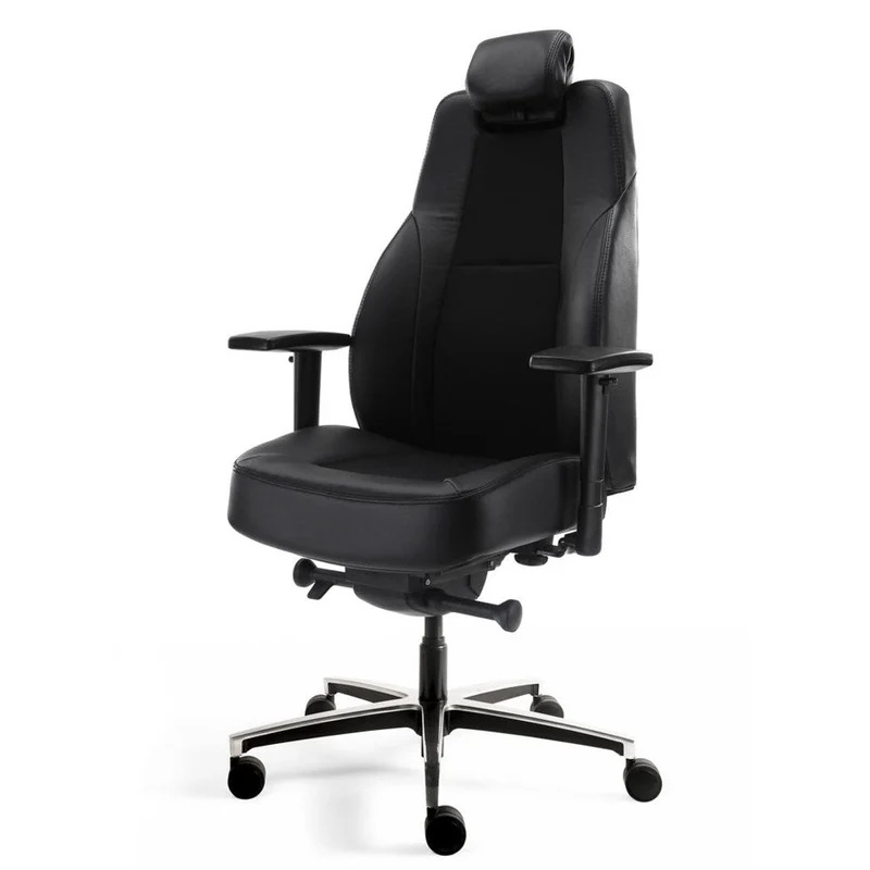 24-Stunden Stuhl - Ergonomischer Bürostuhl Stoff - Leder Schwarz - bis 200 KG