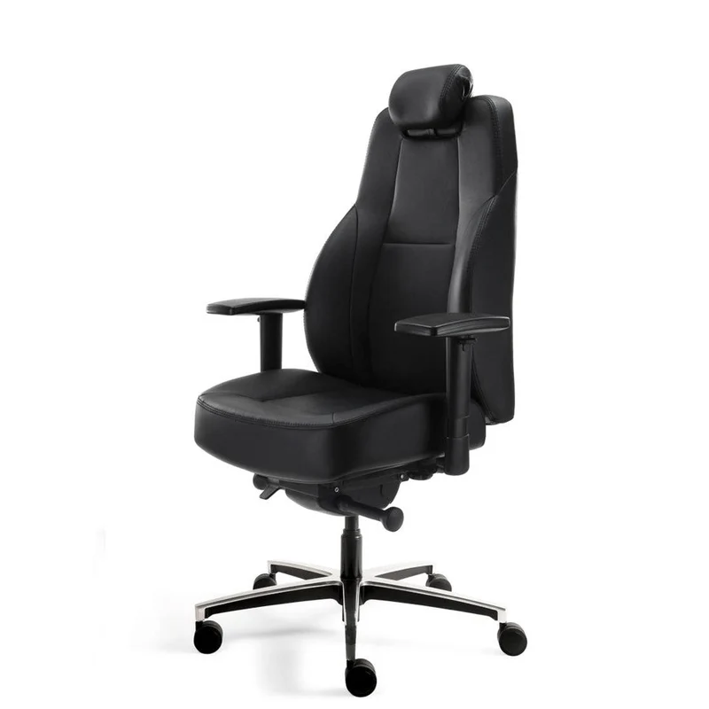 24-Stunden Stuhl - Ergonomischer Bürostuhl Stoff - Leder Schwarz - bis 200 KG