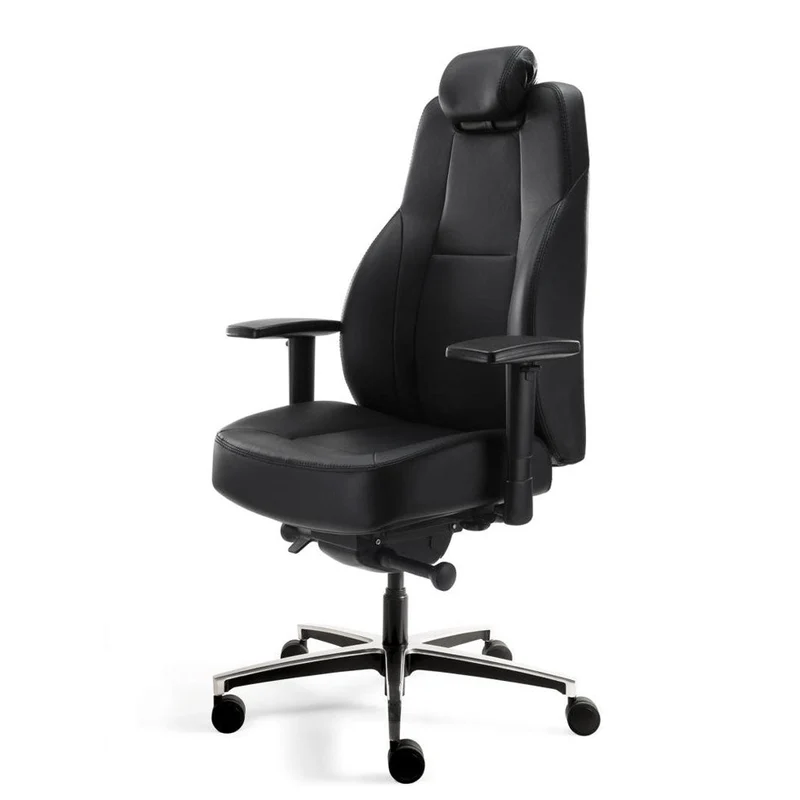 24-Stunden Stuhl - Ergonomischer Bürostuhl Stoff - Leder Schwarz - bis 200 KG
