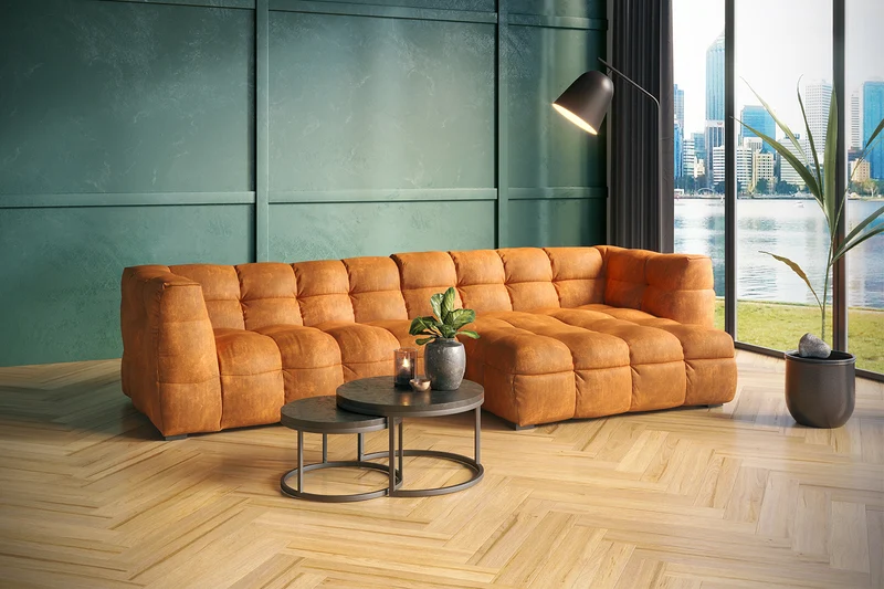 KAWOLA Sofa ROSARIO Ecksofa Velvet gold