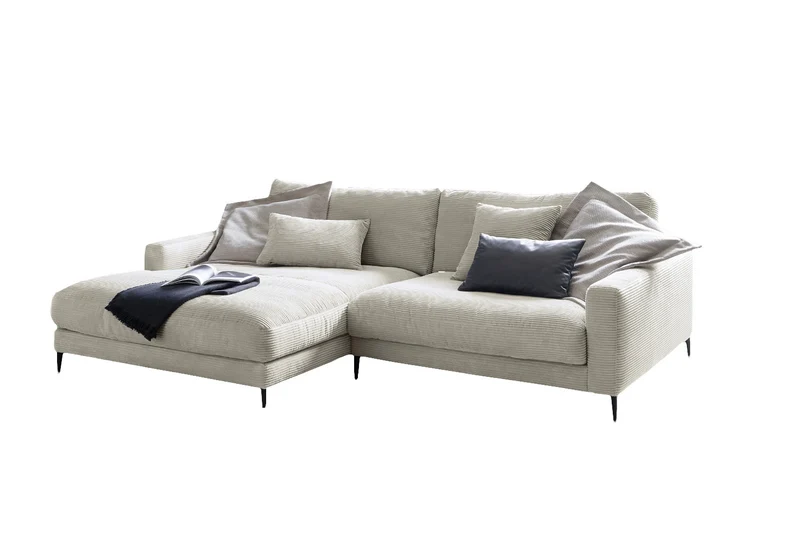 KAWOLA Ecksofa CARA Sofa Cord cremeweiß