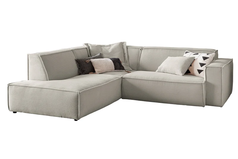 KAWOLA Sofa SAMU Ecksofa Cord steingrau