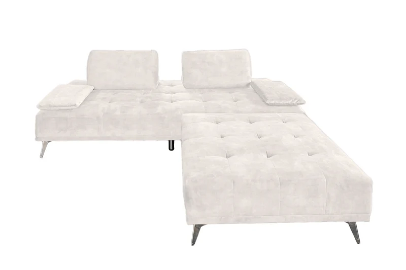 KAWOLA Sofa WIOLO Schlafsofa Daybed mit Hocker velvet cremeweiß