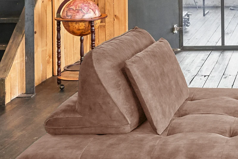 KAWOLA Sofa WIOLO Schlafsofa Daybed mit Hocker velvet taupe