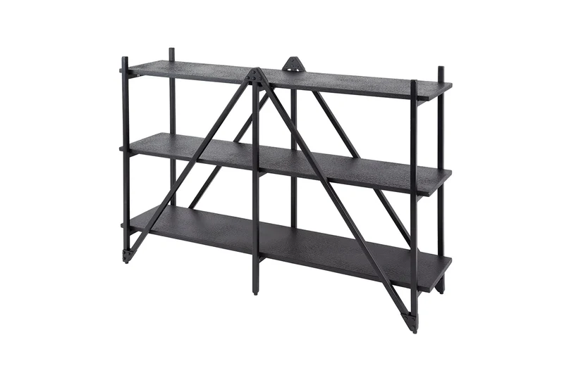 KAWOLA Wandregal PEARA 130 cm MDF-Holz schwarz 3 Stufig