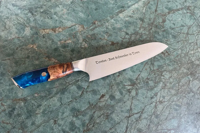 KAWOLA Küchenmesser DUMA Damaststahl mit Holzgriff und individueller Gravur