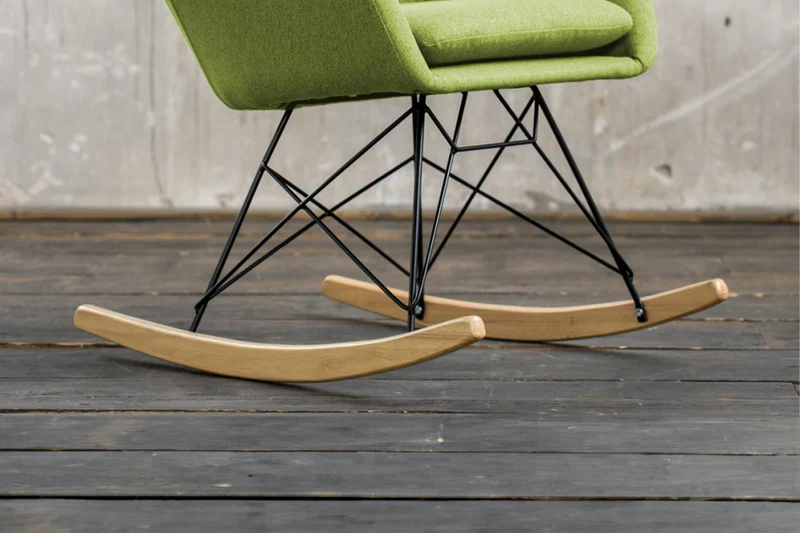 KAWOLA Schaukelstuhl Stella Schaukelsessel Esszimmerstuhl Stoff grün/lime